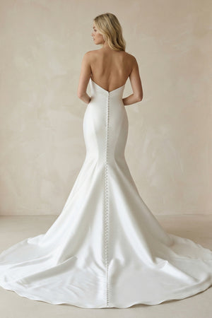 White Strapless Satin Long Mermaid Wedding Dress – Wedding Dresses by KissProm | Available at KissProm