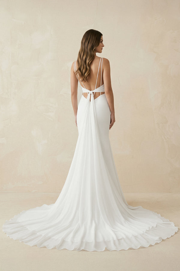 Mermaid Satin Sweetheart Wedding Dress in White - KissProm Wedding Dresses