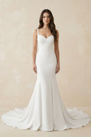 Mermaid Satin Sweetheart Wedding Dress in White - KissProm Wedding Dresses