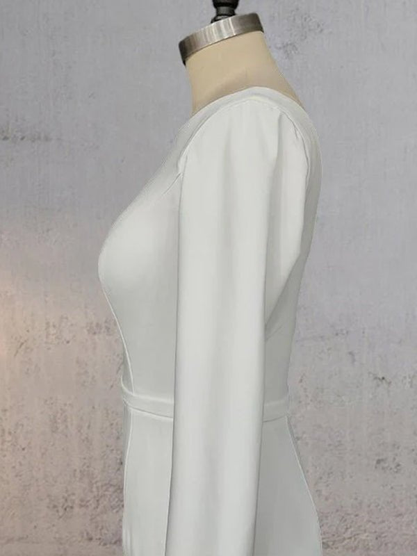 Mermaid Scoop Neck V Back Satin Wedding Dress - KissProm