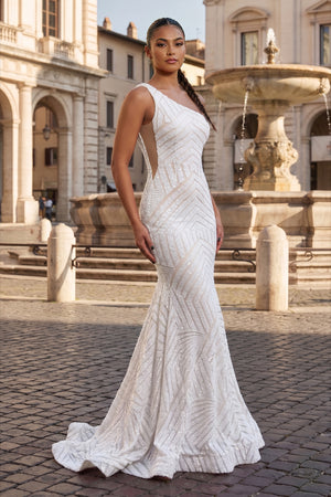 Mermaid Unique One Shoulder Sequins Prom Dress - KissProm