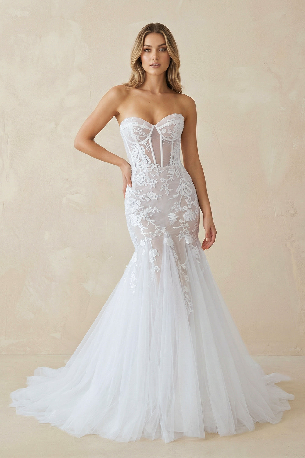 Mermaid Sexy Sweetheart Sleeveless Lace Wedding Dresses– Wedding Dresses by KissProm | Available at KissProm