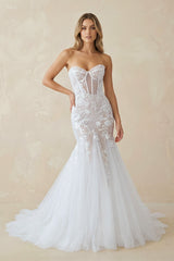 Mermaid Sexy Sweetheart Sleeveless Lace Wedding Dresses– Wedding Dresses by KissProm | Available at KissProm