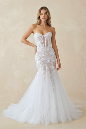 Mermaid Sexy Sweetheart Sleeveless Lace Wedding Dresses– Wedding Dresses by KissProm | Available at KissProm