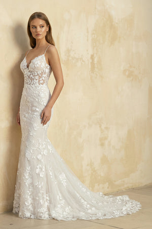 Monreal | Mermaid Spaghetti Straps V-neck Lace Wedding Dresses