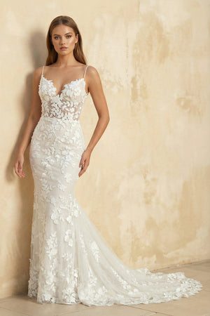 Monreal | Mermaid Spaghetti Straps V-neck Lace Wedding Dresses