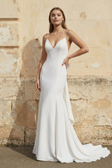 Mermaid Spaghetti Straps Wedding Dress in White – Dress by KissProm | Available at KissProm