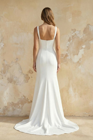 Simple Mermaid Square Neck Satin Wedding Dresses