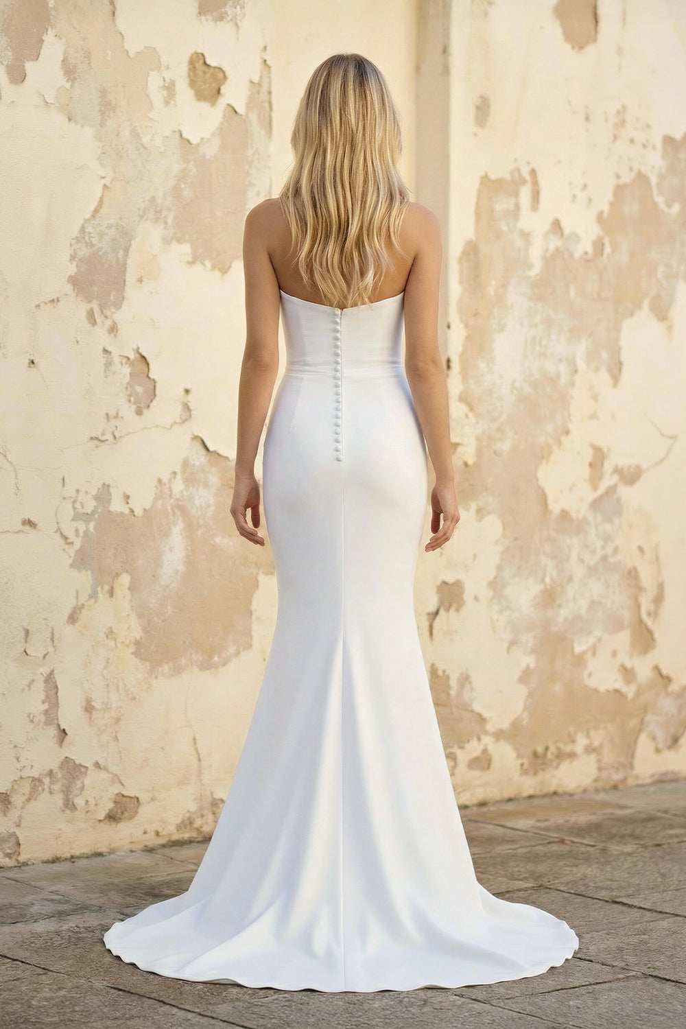 Lilia | Mermaid Satin Sleeveless Wedding Dress With Sweep Train