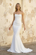 Lilia | Mermaid Satin Sleeveless Wedding Dress With Sweep Train