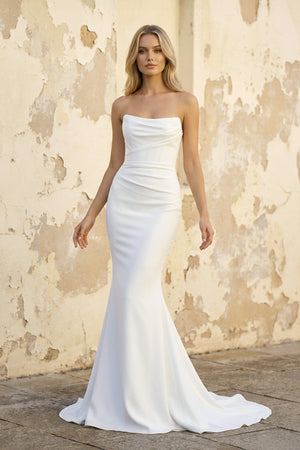 Lilia | Mermaid Satin Sleeveless Wedding Dress With Sweep Train
