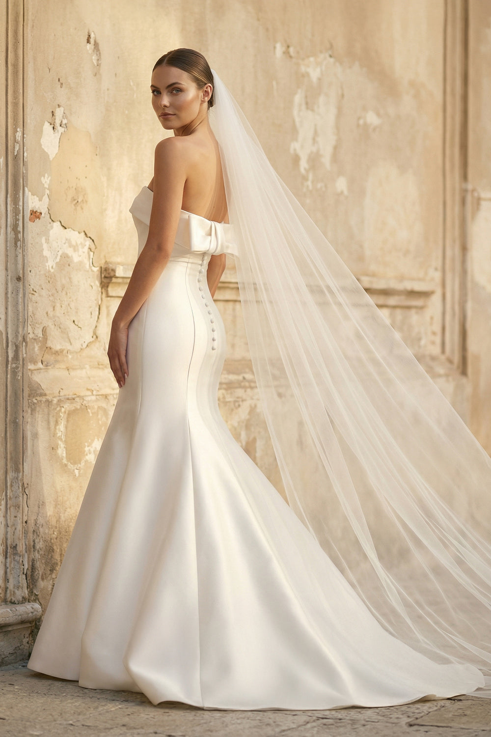 Elegant Mermaid Strapless Satin Sleeveless Wedding Dresses – Wedding Dresses by KissProm | Available at KissProm