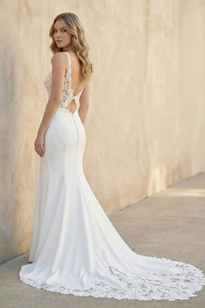 Karina | Lace Straps Sweep Train Mermaid White Wedding Dress