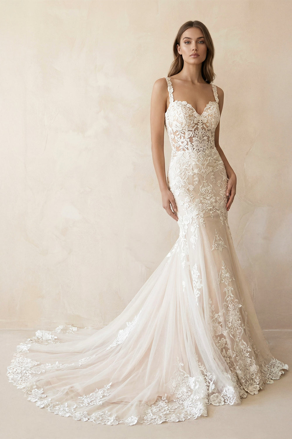 Kinslee | Mermaid Sweetheart Spaghetti Straps Wedding Dress With Appliques