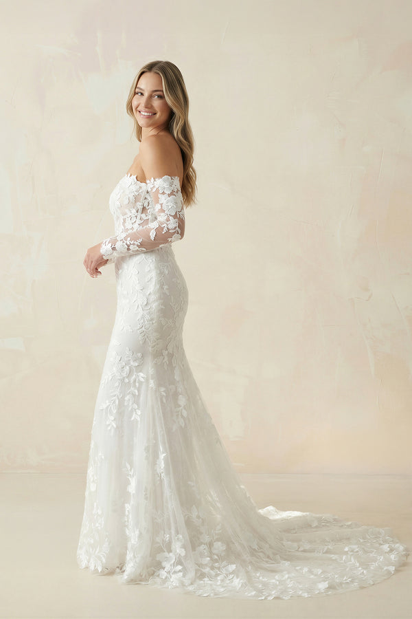 Mermaid Sweetheart Tulle Appliques Wedding Dresses with Sleeves– Wedding Dresses by KissProm | Available at KissProm