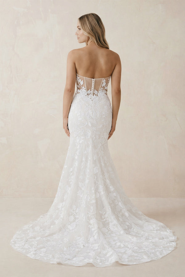 Mermaid Sweetheart Tulle Appliques Wedding Dresses with Sleeves– Wedding Dresses by KissProm | Available at KissProm
