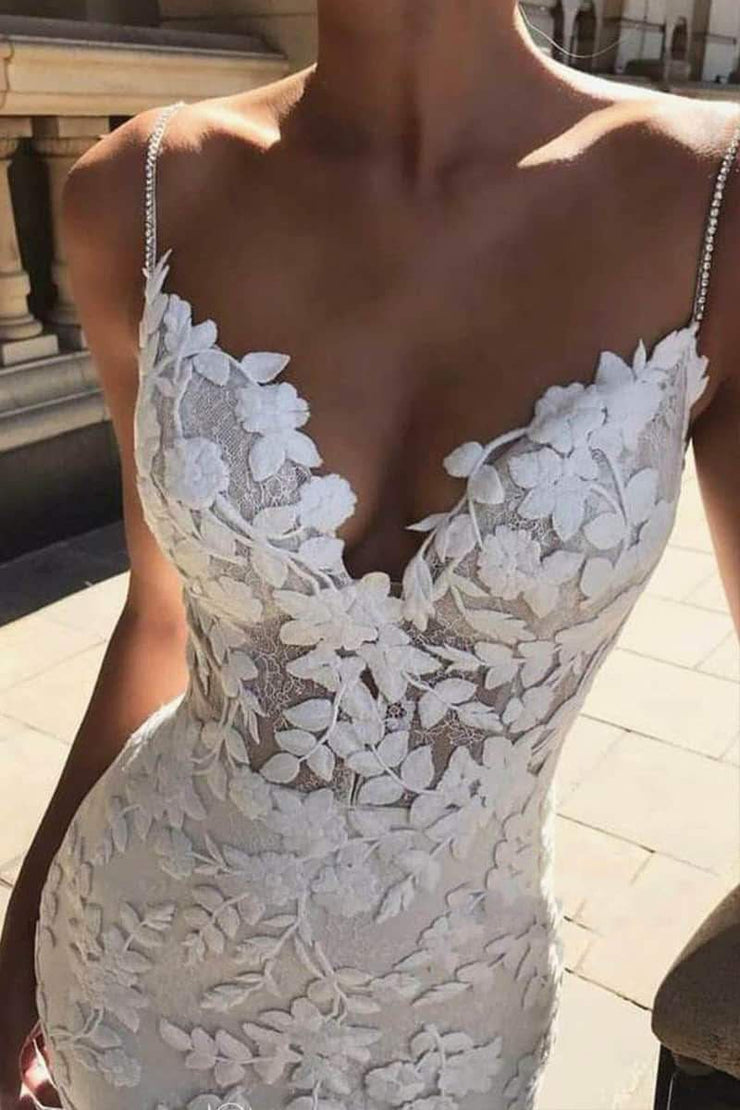Trumpet/Mermaid Peacock Spaghetti Straps V-Neck Wedding Guest Dress main image 1