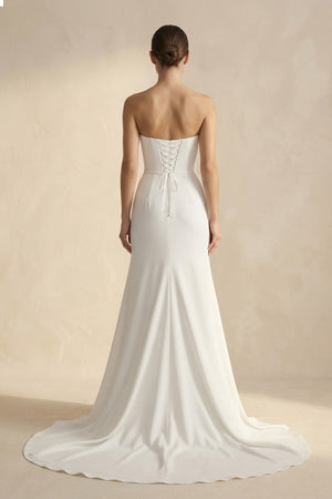 Sia | Mermaid Strapless Satin Wedding Dress With Convenient Detachable Skirt – Wedding Dresses by KissProm | Available at KissProm