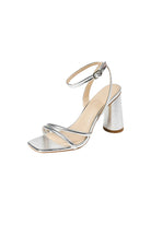 Metallic Strappy Block-Heel Sandals