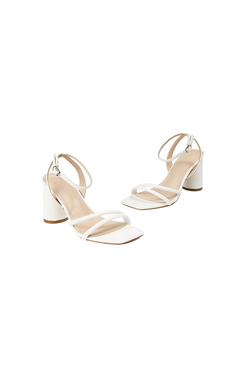 Metallic Strappy Block-Heel Sandals