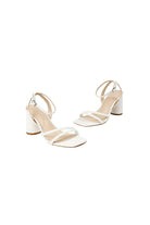 Metallic Strappy Block-Heel Sandals