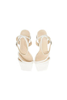 Metallic Strappy Block-Heel Sandals