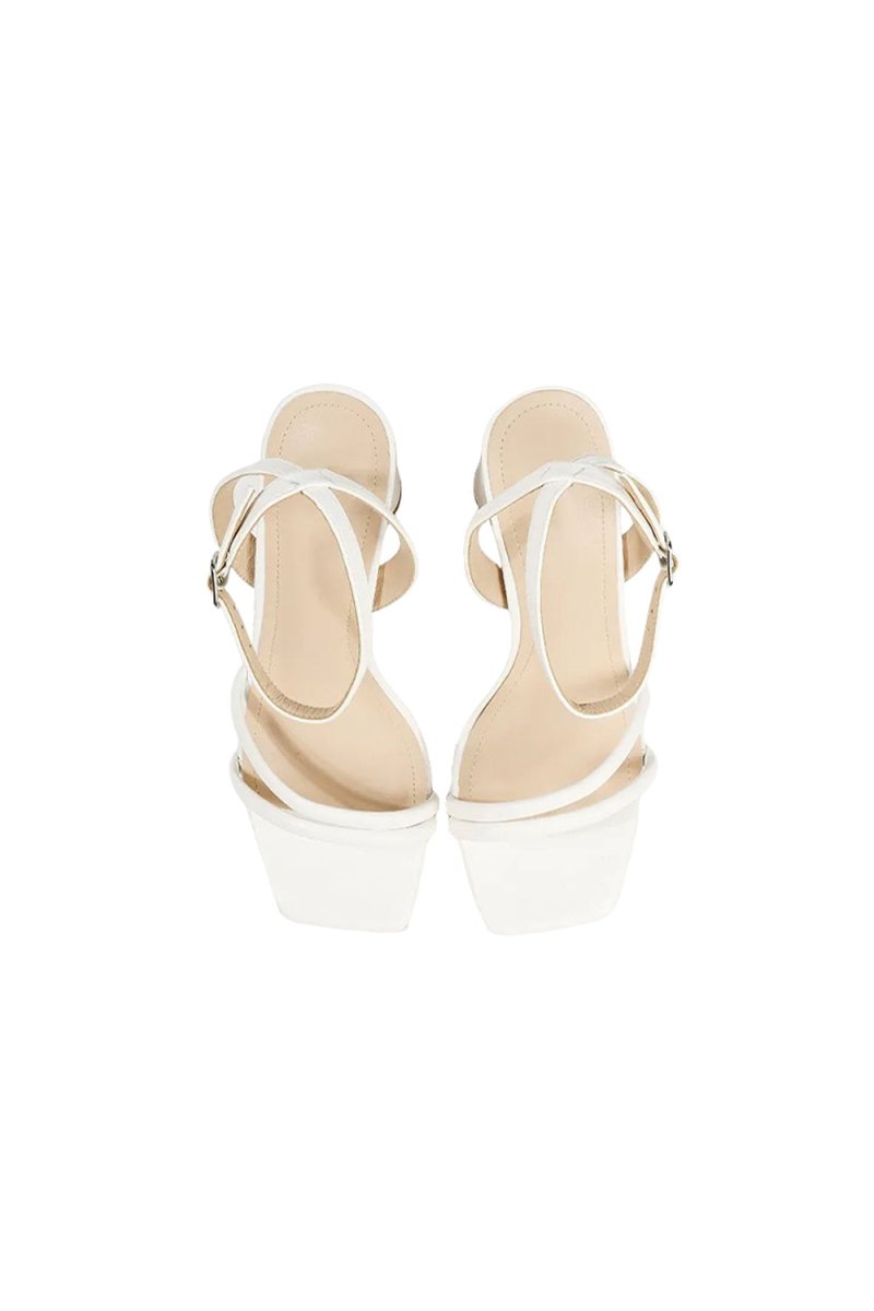 Metallic Strappy Block-Heel Sandals