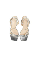 Metallic Strappy Block-Heel Sandals