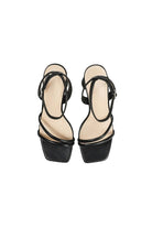 Metallic Strappy Block-Heel Sandals