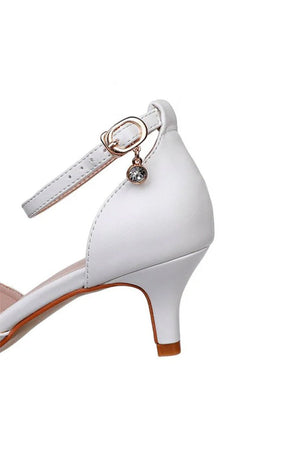 Mid Heel Matte Pointed Toe PU Wedding Shoes - KissProm