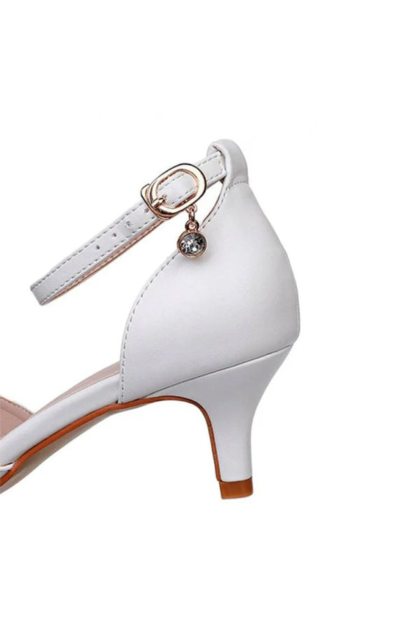Mid Heel Matte Pointed Toe PU Wedding Shoes - KissProm