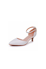 Mid Heel Matte Pointed Toe PU Wedding Shoes - KissProm