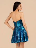 Mikayla | Peacock - A Line Sweetheart Cutout Metallic Short Homecoming Dresses