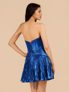 Mikayla | Turquoise - A Line Sweetheart Cutout Metallic Short Homecoming Dresses - KissProm