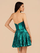 Mikayla | Turquoise - A Line Sweetheart Cutout Metallic Short Homecoming Dresses