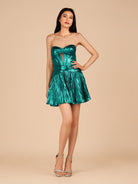 Mikayla | Turquoise - A Line Sweetheart Cutout Metallic Short Homecoming Dresses