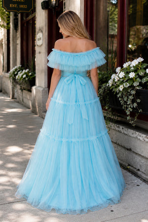 Mikelle | Ruffles Off the Shoulder Corset A - line Long Formal Dress - KissProm