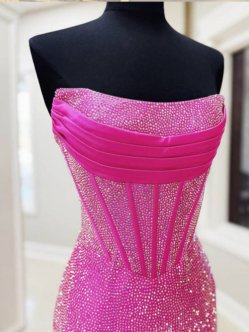 Strapless Minimal Pleated Prom Dress With Slit Dusk main image 1