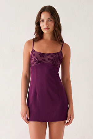 Mulberry Spaghetti Straps Sheath Linen Mini Homecoming Dress | KISSPROM
