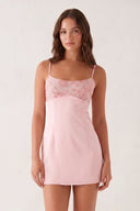Pink Spaghetti Straps Sheath Linen Mini Homecoming Dress | KISSPROM