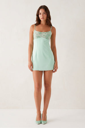 Sage Green Spaghetti Straps Sheath Linen Mini Homecoming Dress - KissProm