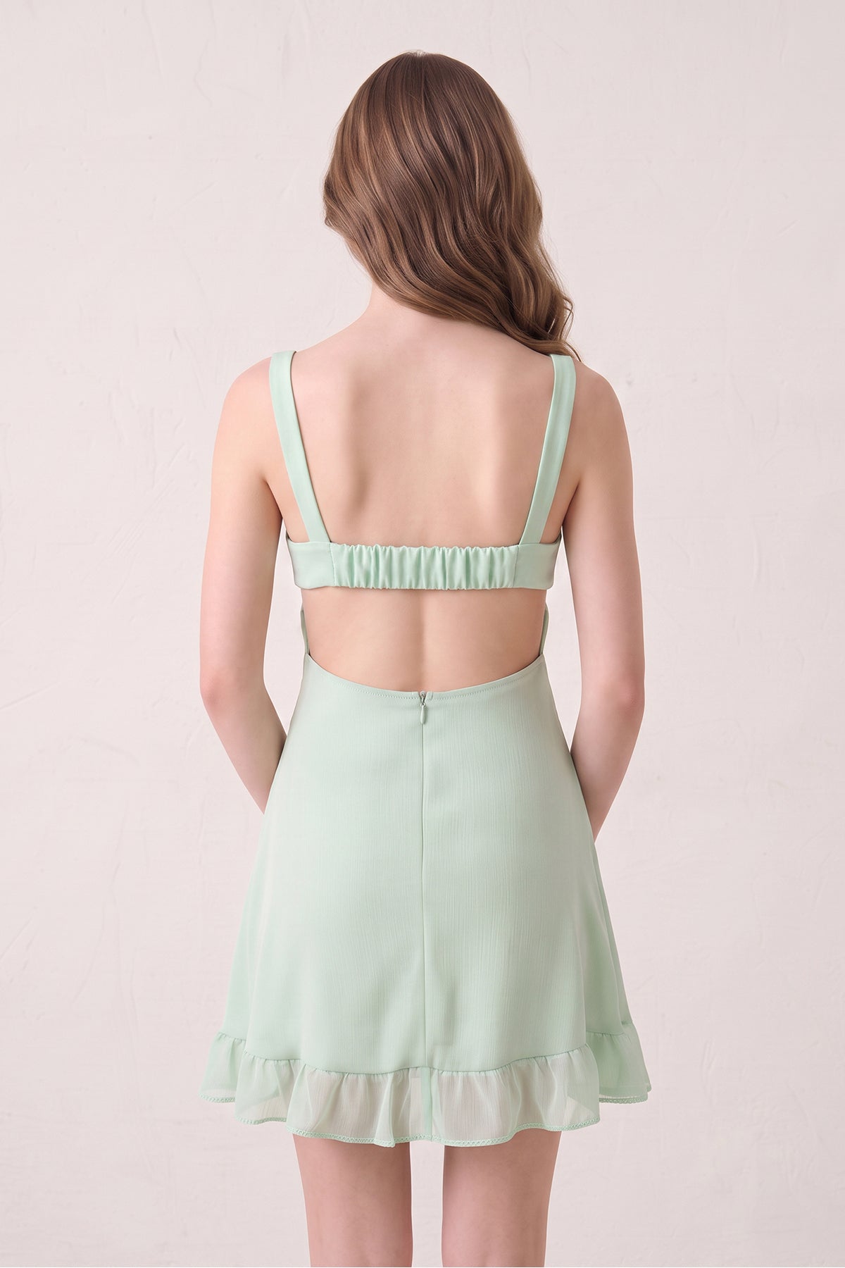 KissProm Mint Green Sweetheart Chiffon Ruffled A-Line Cut-Out Homecoming Dress, Mint Green / 00