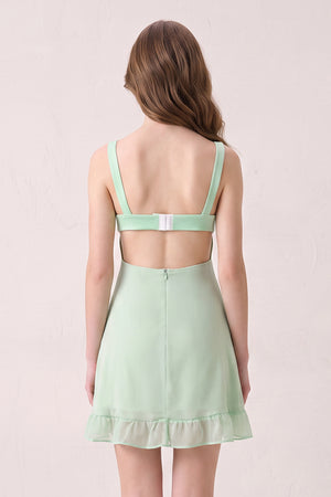 Mint Green Sweetheart Chiffon Ruffled A-Line Cut-Out Homecoming Dress | KISSPROM