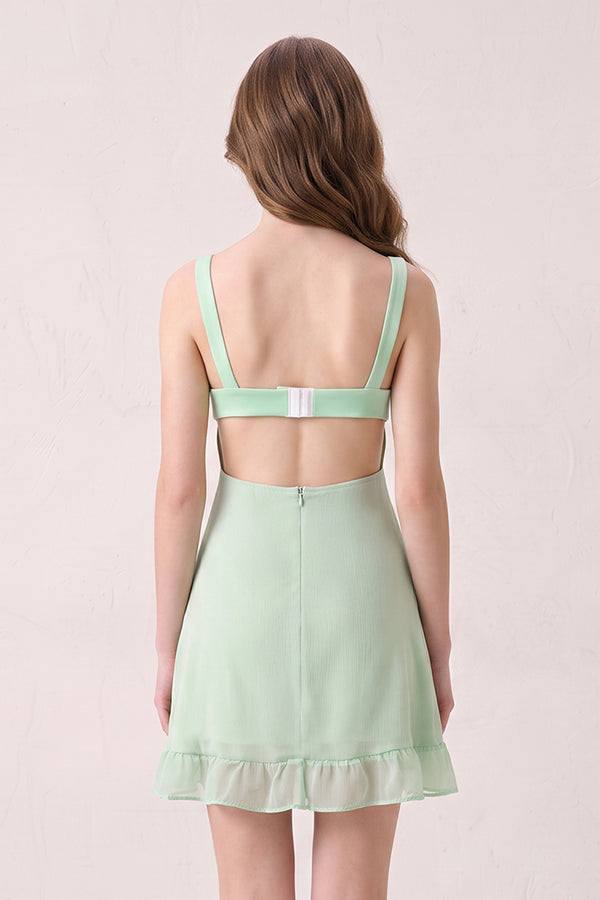 Mint Green Sweetheart Chiffon Ruffled A-Line Cut-Out Homecoming Dress | KISSPROM