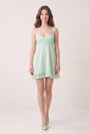 Mint Green Sweetheart Chiffon Ruffled A-Line Cut-Out Homecoming Dress | KISSPROM