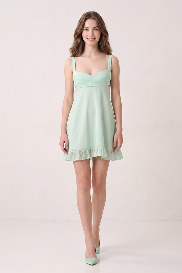 Mint Green Sweetheart Chiffon Ruffled A-Line Cut-Out Homecoming Dress | KISSPROM