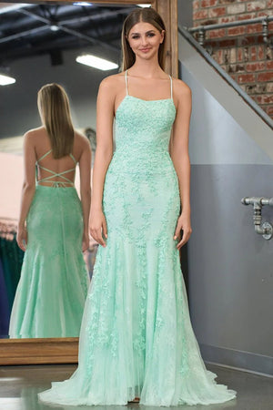 Lucille |Mermaid Spaghetti Straps Lace Prom Dress