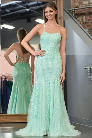 Lucille |Mermaid Spaghetti Straps Lace Prom Dress