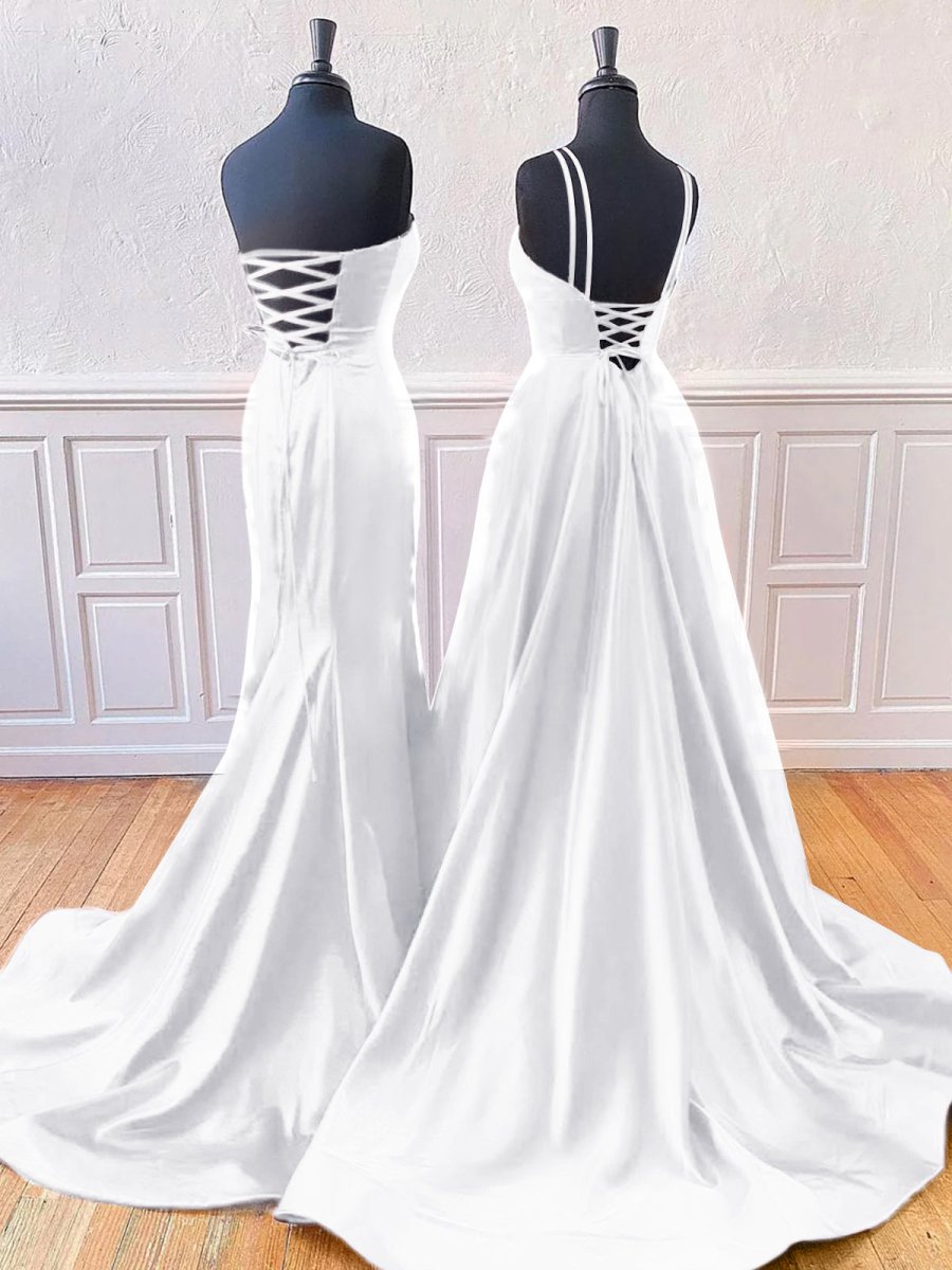 Mirabel | Burgundy Sleeveless Satin Long Prom Dress With Split