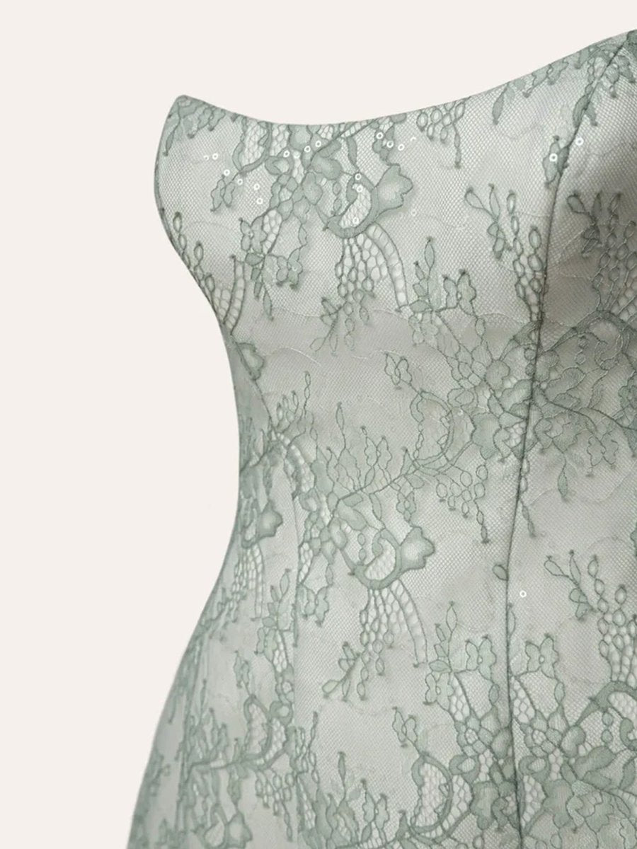 Mireille | Sage - A Line Scoop Neck Short Homecoming Dresses With Lace Appliques